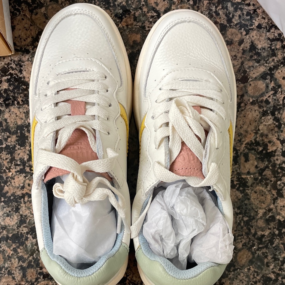 Soludos Women's Sneakers with White, Pink, and Yellow Accents